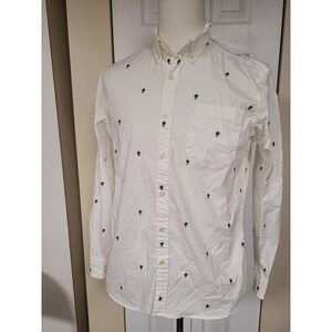 Sonoma Mens Tropical Cruise White Palm Tree Motif Button Down Shirt Size M